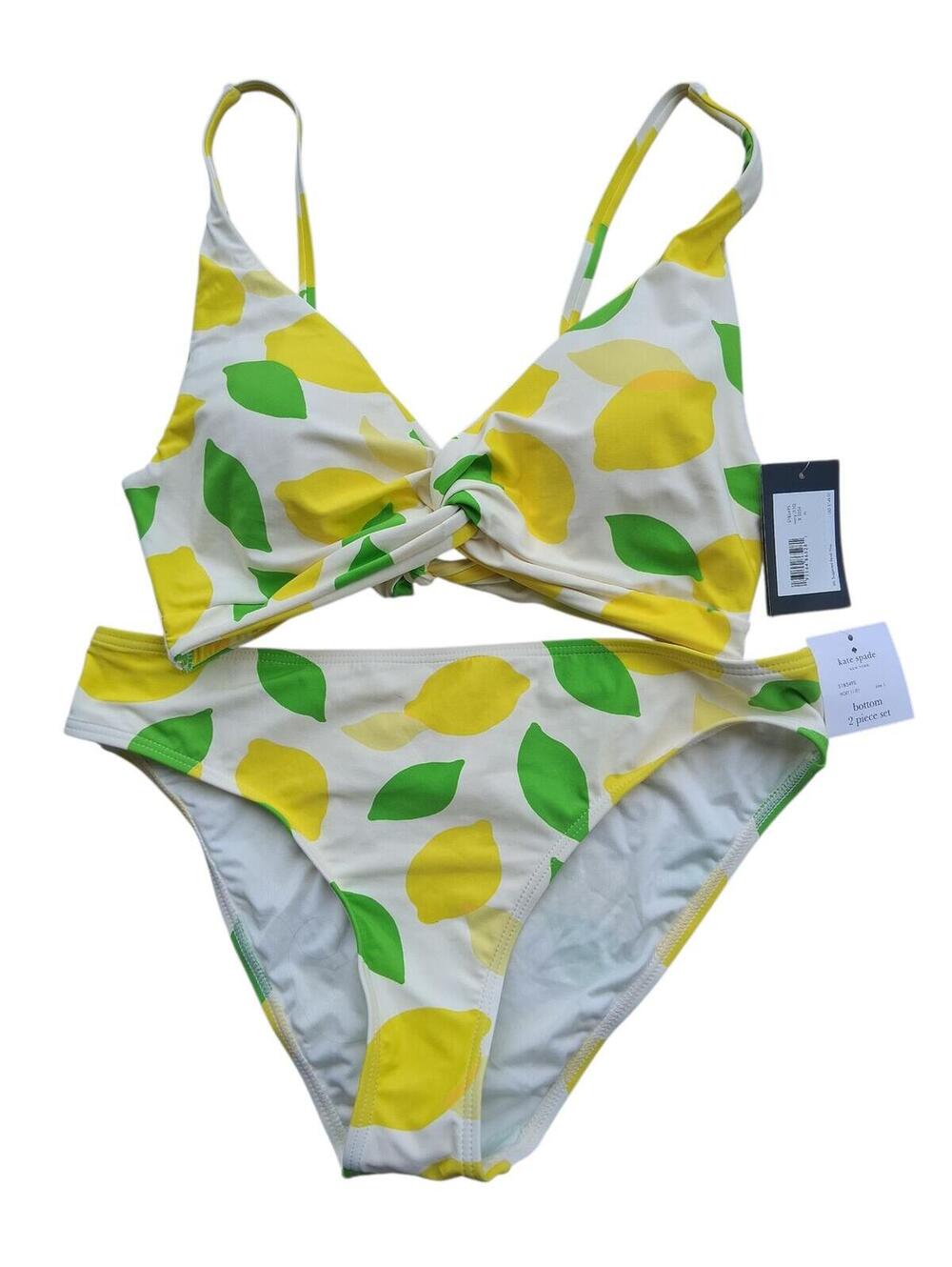 NWT Kate Spade Lemon bikini suit 2 Pieces SZ Large Yellow/green $148